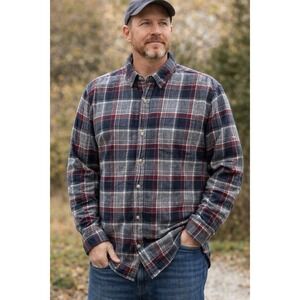 Red Head Brand Co. Men's Plaid Flannel Button Up Shirt 2XL Burgundy Gray Outdoor